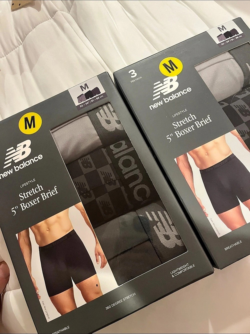 2 packages New Balance Lifestyle Stretch 5" Boxer Brief 3-Pack Men's Medium 6 to